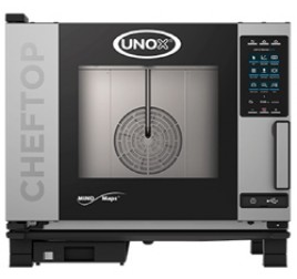 5 tálcás UNOX CHEFTOP Plus gázüzemű kombisütő digitális vezérléssel